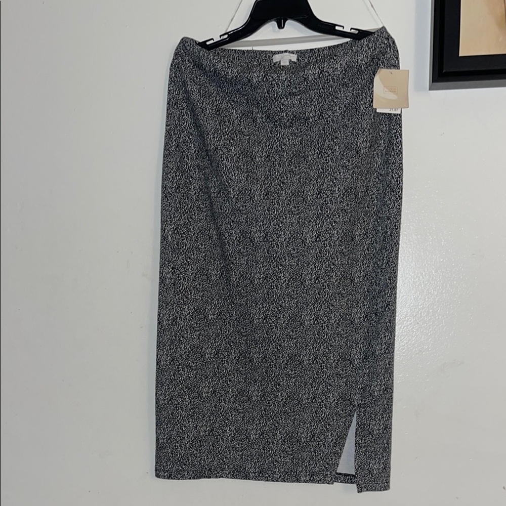 14th & Union Gray Midi Pencil Skirt with Slit